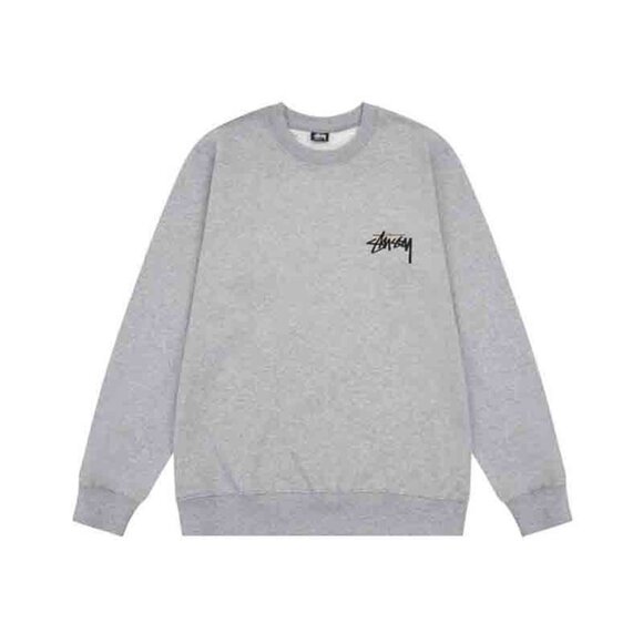 Men's Stussy Bear Print Round Neck Gray Sweatshirt - Picture 1 of 7